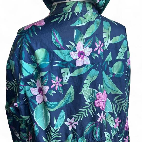 Old Navy Tropical Orchid Print Windbreaker Zip Up Jacket With Hood - Picture 5 of 7